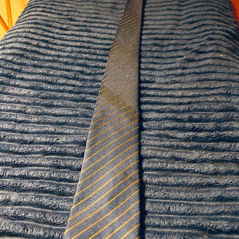 Blue and Gold Striped Tie
